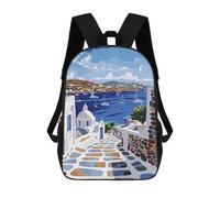 sinyumoney Mochilas Para Niños Mochila Escolar Mykonos Greek Island Mochila Escolar Impresa En 3D Para Niños Estudiantes De Primaria Y Secundaria 17inch