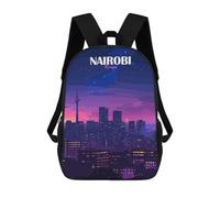 sinyumoney Mochilas Para Niños Mochila Escolar Nairobi, Kenya Cityscape at Night Mochila Escolar Impresa En 3D Para Niños Estudiantes De Primaria Y Secundaria 17inch