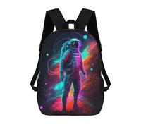 sinyumoney Mochilas Para Niños Mochila Escolar Neon Astronaut in Space -9 Mochila Escolar Impresa En 3D Para Niños Estudiantes De Primaria Y Secundaria 17inch