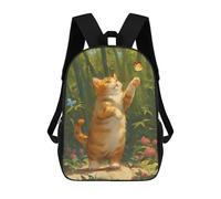 sinyumoney Mochilas Para Niños Mochila Escolar Orange Cat And Butterfly in Garden Mochila Escolar Impresa En 3D Para Niños Estudiantes De Primaria Y Secundaria 17inch