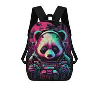 sinyumoney Mochilas Para Niños Mochila Escolar Panda Astronaut with Boombox-1 Mochila Escolar Impresa En 3D Para Niños Estudiantes De Primaria Y Secundaria 17inch