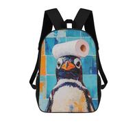 sinyumoney Mochilas Para Niños Mochila Escolar Penguin with Toilet Paper Mochila Escolar Impresa En 3D Para Niños Estudiantes De Primaria Y Secundaria 17inch