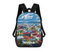 sinyumoney Mochilas Para Niños Mochila Escolar Reykjavik, Iceland Cityscape Art Mochila Escolar Impresa En 3D Para Niños Estudiantes De Primaria Y Secundaria 17inch