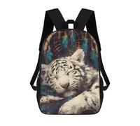 sinyumoney Mochilas Para Niños Mochila Escolar Sleeping White Tiger Dreamcatcher Mochila Escolar Impresa En 3D Para Niños Estudiantes De Primaria Y Secundaria 17inch