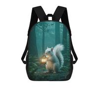 sinyumoney Mochilas Para Niños Mochila Escolar Squirrel with Lantern in Forest Mochila Escolar Impresa En 3D Para Niños Estudiantes De Primaria Y Secundaria 17inch