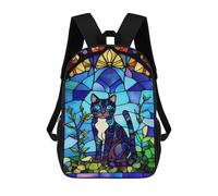 sinyumoney Mochilas Para Niños Mochila Escolar Stained Glass Cat Window-1 Mochila Escolar Impresa En 3D Para Niños Estudiantes De Primaria Y Secundaria 17inch