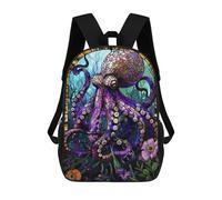 sinyumoney Mochilas Para Niños Mochila Escolar Stained Glass Octopus Mochila Escolar Impresa En 3D Para Niños Estudiantes De Primaria Y Secundaria 17inch