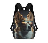sinyumoney Mochilas Para Niños Mochila Escolar Stylish Corgi in Sunglasses Mochila Escolar Impresa En 3D Para Niños Estudiantes De Primaria Y Secundaria 17inch