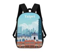 sinyumoney Mochilas Para Niños Mochila Escolar Travel to Taipei Mochila Escolar Impresa En 3D Para Niños Estudiantes De Primaria Y Secundaria 17inch