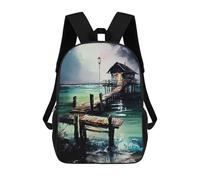 sinyumoney Mochilas Para Niños Mochila Escolar Vibrant Watercolor Seaside Mochila Escolar Impresa En 3D Para Niños Estudiantes De Primaria Y Secundaria 17inch