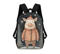 sinyumoney Mochilas Para Niños Mochila Escolar Vintage Pig Xmas Mochila Escolar Impresa En 3D Para Niños Estudiantes De Primaria Y Secundaria 17inch