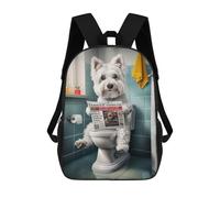 sinyumoney Mochilas Para Niños Mochila Escolar Westie on The Toilet Mochila Escolar Impresa En 3D Para Niños Estudiantes De Primaria Y Secundaria 17inch