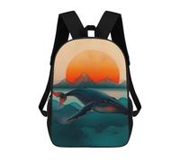 sinyumoney Mochilas Para Niños Mochila Escolar Whale Sunset Mochila Escolar Impresa En 3D Para Niños Estudiantes De Primaria Y Secundaria 17inch