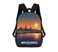 sinyumoney Mochilas Para Niños Montevideo Uruguay Cityscape at Night Mochila Escolar Impresa En 3D Para Niños Mochilas De Viaje De Moda Para Niños Estudiantes Escolares 17inch