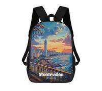 sinyumoney Mochilas Para Niños Montevideo Uruguay Cityscape at Sunset Mochila Escolar Impresa En 3D Para Niños Mochilas De Viaje De Moda Para Niños Estudiantes Escolares 17inch