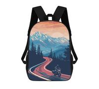 sinyumoney Mochilas Para Niños Motorcycle Mountain Road Mochila Escolar Impresa En 3D Para Niños Mochilas De Viaje De Moda Para Niños Estudiantes Escolares 17inch