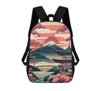 sinyumoney Mochilas Para Niños Mount Fuji Retro Painting Mochila Escolar Para Niños Mochila De Viaje Mochila Escolar Para Estudiantes Bolsa Para Libros Y Material Escolar Mochilas Escolares 17inch