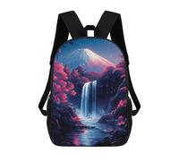 sinyumoney Mochilas Para Niños Mountain Fuji Waterfall Night Japanese Cherry Blossom Mochila Escolar Impresa En 3D Para Niños Mochilas De Viaje De Moda Para Niños Estudiantes Escolares 17inch