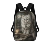 sinyumoney Mochilas Para Niños Mystical White Cat with Full Moon Mochila Escolar Impresa En 3D Mochila De Moda Mochilas Escolares De Viaje Para La Escuela O Viajes 17inch