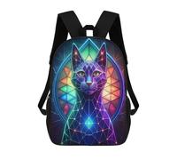sinyumoney Mochilas Para Niños Neon Cat Stained Glass Mochila Escolar Impresa En 3D Para Niños Mochilas De Viaje De Moda Para Niños Estudiantes Escolares 17inch