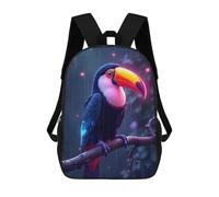 sinyumoney Mochilas Para Niños Neon Glowing Toucan in The Rain Mochila Escolar Impresa En 3D Para Niños Mochilas De Viaje De Moda Para Niños Estudiantes Escolares 17inch