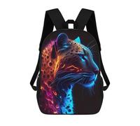 sinyumoney Mochilas Para Niños Neon Leopard Portrait Mochila Escolar Impresa En 3D Para Niños Mochilas De Viaje De Moda Para Niños Estudiantes Escolares 17inch
