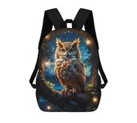 sinyumoney Mochilas Para Niños Owl Perch Majesty in Moon Mochila Escolar Mochila Para Niños Mochila De Viaje Mochilas Para Libros Mochila Impresa En 3D Para Niños Y Niñas 17inch