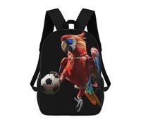 sinyumoney Mochilas Para Niños Parrot with Soccer Ball Mochila Escolar Impresa En 3D Para Niños Mochilas De Viaje De Moda Para Niños Estudiantes Escolares 17inch