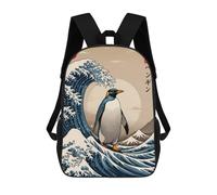 sinyumoney Mochilas Para Niños Penguin Great Wave Mochila Escolar Mochila Para Niños Mochila De Viaje Mochilas Para Libros Mochila Impresa En 3D Para Niños Y Niñas 17inch