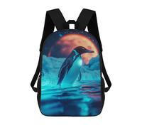 sinyumoney Mochilas Para Niños Penguin Under A Red Moon Mochila Escolar Impresa En 3D Mochila De Moda Mochilas Escolares De Viaje Para La Escuela O Viajes 17inch