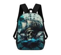 sinyumoney Mochilas Para Niños Pirate Ship with Skull Flag Mochila Escolar Impresa En 3D Mochila De Moda Mochilas Escolares De Viaje Para La Escuela O Viajes 17inch