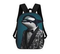 sinyumoney Mochilas Para Niños Portrait of The Orca in Suit Mochila Escolar Para Niños Mochila De Viaje Mochila Escolar Para Estudiantes Bolsa Para Libros Y Material Escolar Mochilas Escolares 17inch