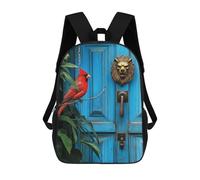 sinyumoney Mochilas Para Niños Red Cardinal Bird And Lion Knocker on Door Mochila Escolar Impresa En 3D Para Niños Mochilas De Viaje De Moda Para Niños Estudiantes Escolares 17inch