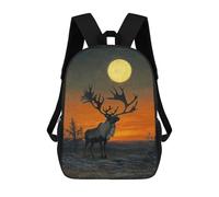 sinyumoney Mochilas Para Niños Reindeer Under Full Moon Mochila Escolar Impresa En 3D Para Niños Mochilas De Viaje De Moda Para Niños Estudiantes Escolares 17inch