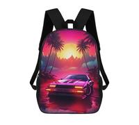 sinyumoney Mochilas Para Niños Retro Synthwave Car Mochila Escolar Para Niños Mochila De Viaje Mochila Escolar Para Estudiantes Bolsa Para Libros Y Material Escolar Mochilas Escolares 17inch