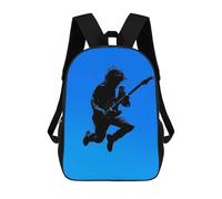 sinyumoney Mochilas Para Niños Rock Guitarist Silhouette - Electric Blue Jump Mochila Escolar Impresa En 3D Para Niños Mochilas De Viaje De Moda Para Niños Estudiantes Escolares 17inch