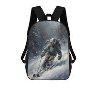 sinyumoney Mochilas Para Niños Skier Oil Painting Mochila Escolar Impresa En 3D Para Niños Mochilas De Viaje De Moda Para Niños Estudiantes Escolares 17inch