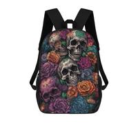 sinyumoney Mochilas Para Niños Skulls And Flowers Artistic Fusion Mochila Escolar Impresa En 3D Mochila De Moda Mochilas Escolares De Viaje Para La Escuela O Viajes 17inch
