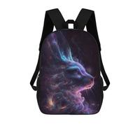 Sinyumoney Mochilas para niños Smiling Cat with Coffee 3D impreso bolsa de escuela para niños, mochila de viaje de moda para escolares, Galaxy Rabbit Animal, 17"