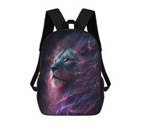 Sinyumoney Mochilas para niños Smiling Cat with Coffee 3D impreso bolsa de escuela para niños, mochila de viaje de moda para escolares, Galaxy Lion Animal, 17"
