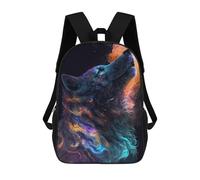 Sinyumoney Mochilas para niños Smiling Cat with Coffee 3D impreso bolsa de escuela para niños, mochila de viaje de moda para escolares, Galaxy Wolf Animal, 17"