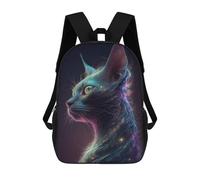 Sinyumoney Mochilas para niños Smiling Cat with Coffee 3D impreso bolsa de escuela para niños, mochila de viaje de moda para escolares, Galaxy Siam Cat, 17"