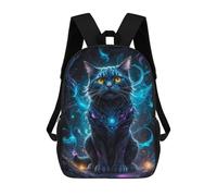 Sinyumoney Mochilas para niños Smiling Cat with Coffee 3D impreso bolsa de escuela para niños, mochila de viaje de moda para escolares, Black Cat In Neon Space, 17"