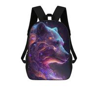 Sinyumoney Mochilas para niños Smiling Cat with Coffee 3D impreso bolsa de escuela para niños, mochila de viaje de moda para escolares, Galaxy Bear Animal, 17"