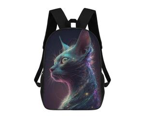 Sinyumoney Mochilas para niños Smiling Cat with Coffee 3D impreso bolsa de escuela para niños, mochila de viaje de moda para escolares, Galaxy Siam Cat, 17"