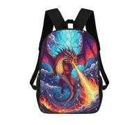 sinyumoney Mochilas Para Niños Stained Glass Dragon Breathing Fire Mochila Escolar Impresa En 3D Para Niños Mochilas De Viaje De Moda Para Niños Estudiantes Escolares 17inch