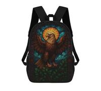 sinyumoney Mochilas Para Niños Stained Glass Eagle with Sun Mochila Escolar Impresa En 3D Para Niños Mochilas De Viaje De Moda Para Niños Estudiantes Escolares 17inch