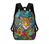sinyumoney Mochilas Para Niños Stained Glass Jaguar Mochila Escolar Impresa En 3D Para Niños Mochilas De Viaje De Moda Para Niños Estudiantes Escolares 17inch