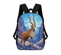 sinyumoney Mochilas Para Niños Stained Glass Markhor in Mountains Mochila Escolar Impresa En 3D Para Niños Mochilas De Viaje De Moda Para Niños Estudiantes Escolares 17inch