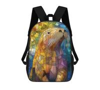 sinyumoney Mochilas Para Niños Stained Glass Sea Lion Mochila Escolar Impresa En 3D Para Niños Mochilas De Viaje De Moda Para Niños Estudiantes Escolares 17inch